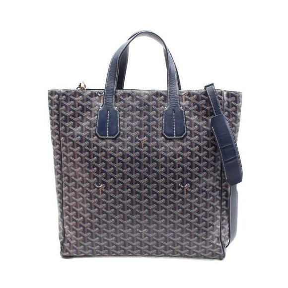 GOYARD Sac Voltaire Tote Bag Leather Navy Blue White Brown - Picture 1 of 7